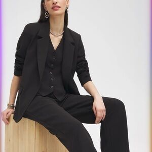 Chico's Women's 2 (L) Black - Animal-Print Lined Blazer/Jacket